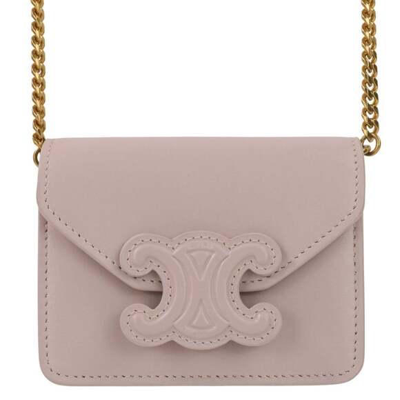 CELINE Handbags - CELINE Triomphe Chain Card Holder Mini Shoulder Bag S-BB-4292 Light Pink Women's